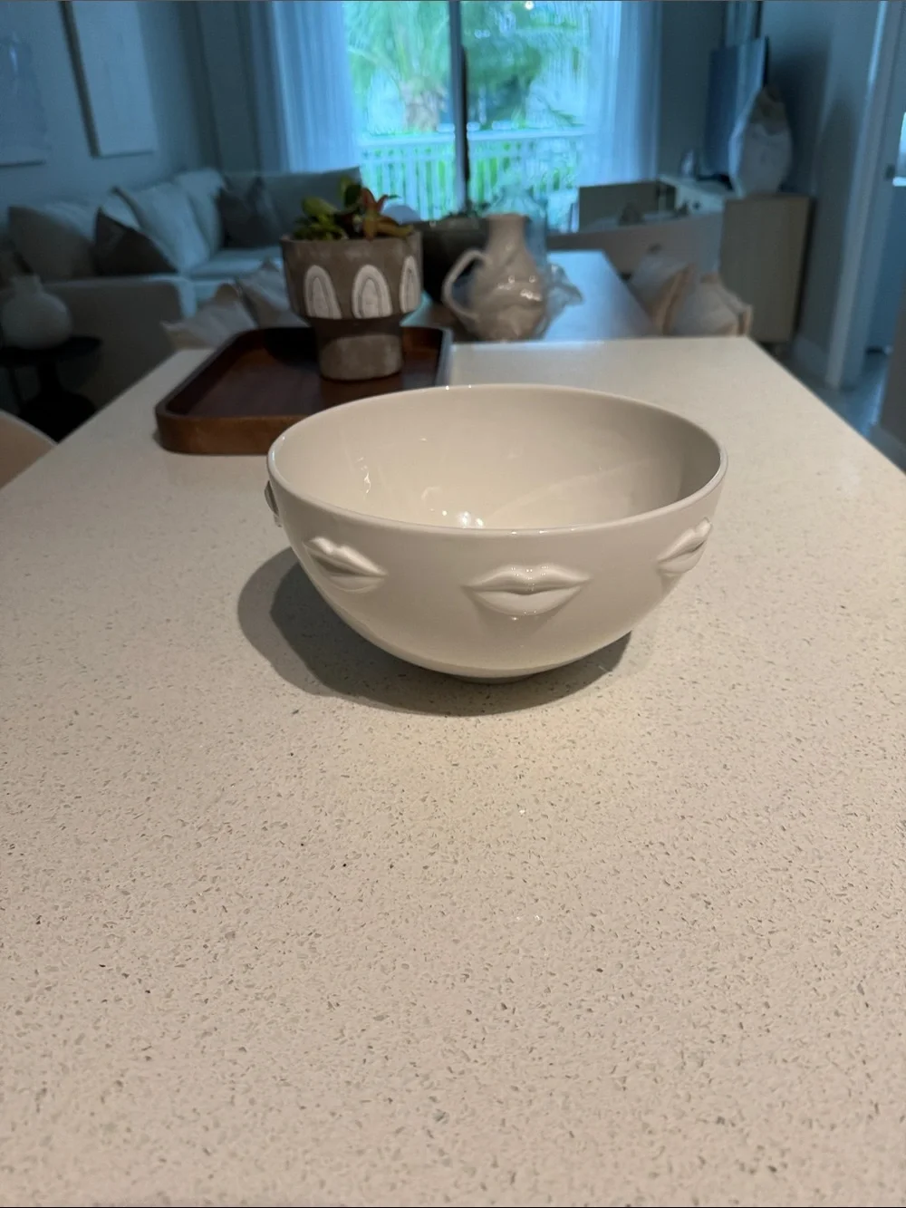 Jonathan Adler White Ceramic Lip Bowl